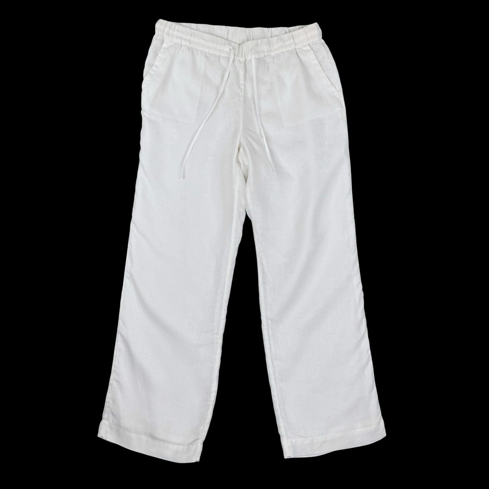 Charter Club Pants Women Size Medium White Straight Leg Linen Lined